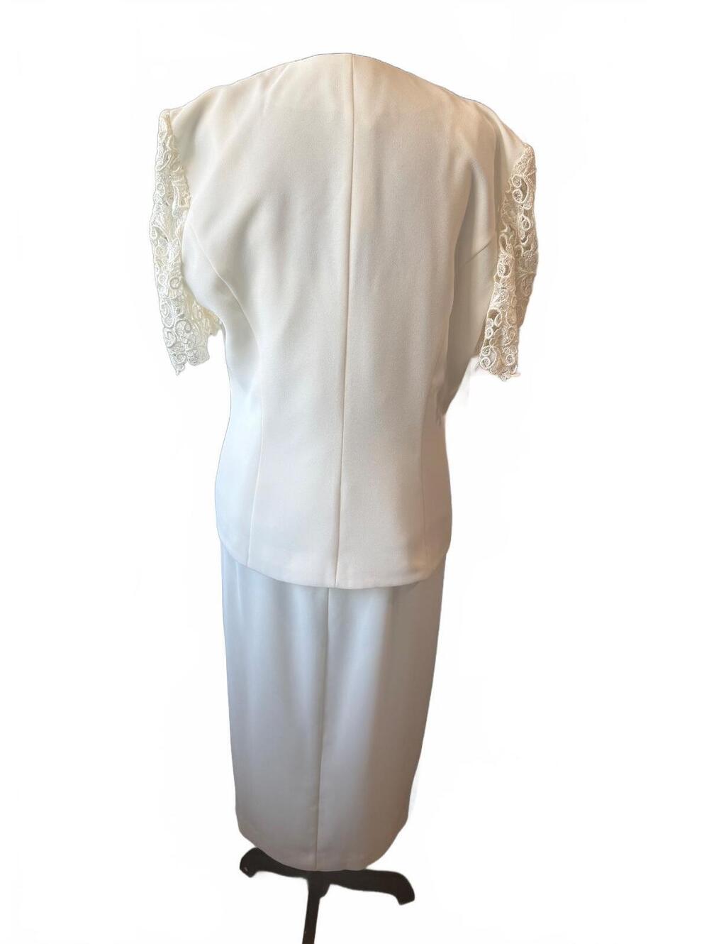 Vintage Karen Miller New York 3-Pc Lace Set Off White Skirt Blazer & Top Size 8 - Picture 6 of 14